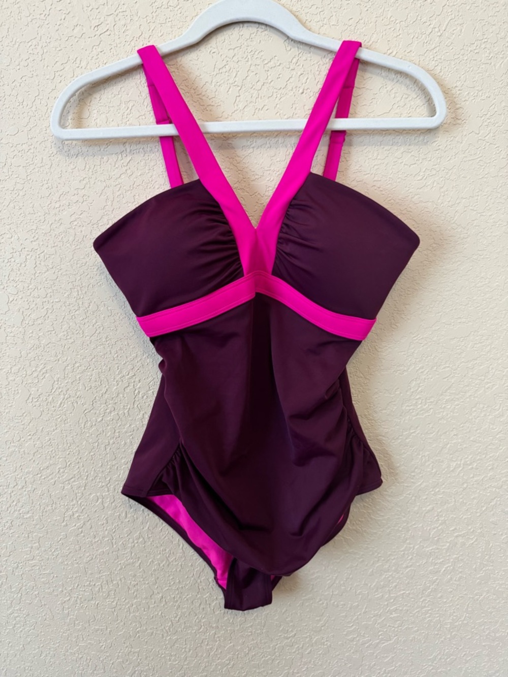 Boden Corsica One Piece Maroon & Pink Swimsuit, Size 8R